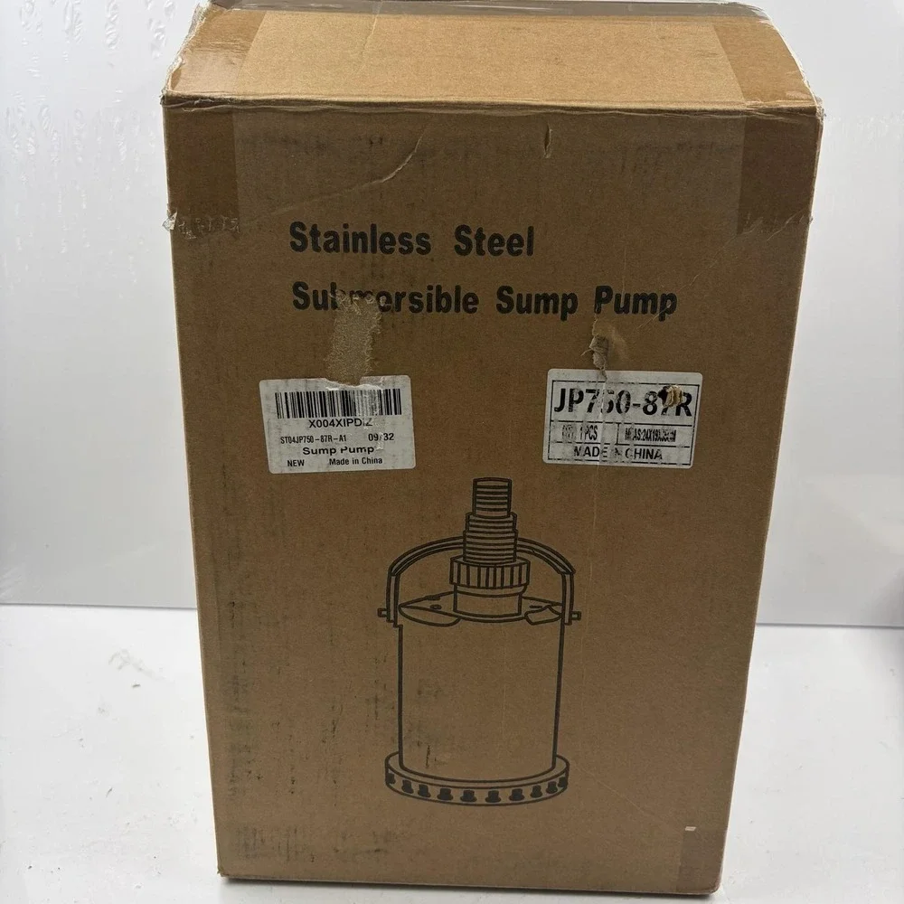 Stainless Steel Submersible Sump Pump 750W 120V IPX8 16FT Cord Hose Fittings
